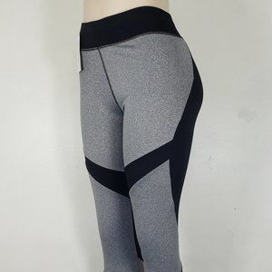 Black Grey Workout Tights Leggings L/XL